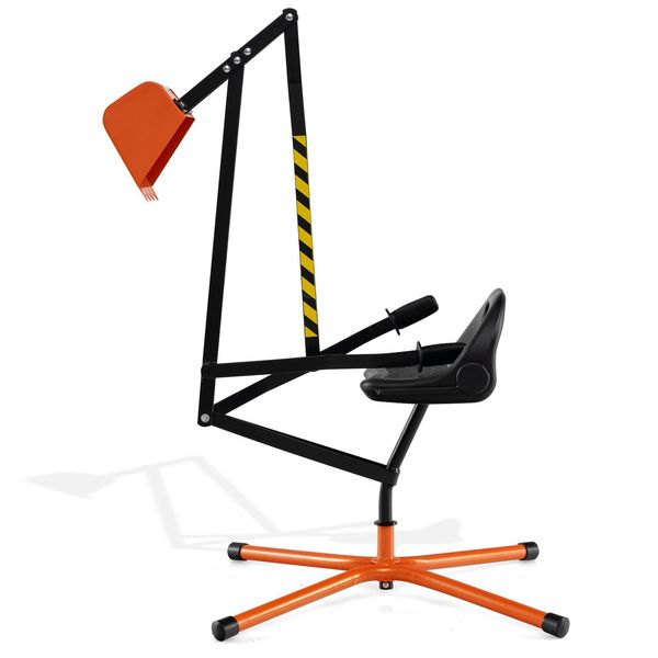 Costway Escavatore Da Seduti 360° Girevole, 123X62X62Cm Escavatore Gigante In Metallo Con Pala&2 Comandi Manuali, Escavatore Da Sabbia Cavalcabile Per Bambini 3+Arancio-image