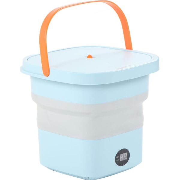 Mini Lavatrice Portatile A Secchiello 6L Pieghevole Macchina Di Lavaggio Automatica Con Display A Pannello Lcd Per Appartamento Da Viaggio Drom Rv-image