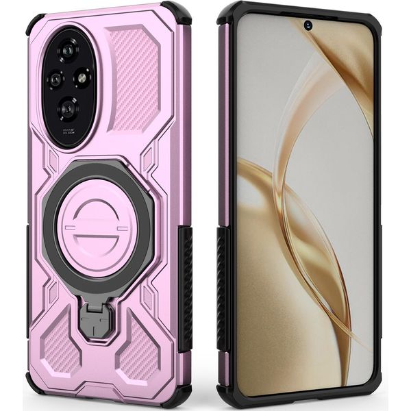 Resistente Cover Per Cellulare Per Honor 200, Robusta Custodia Con Supporto Ad Anello, Supporto Magnetico E Supporto Rosa-image