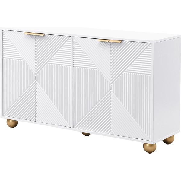 Fortuna Lai Credenza Per Sala Da Pranzo A 4 Ante, Mobili Da Corridoio, Bianco-image