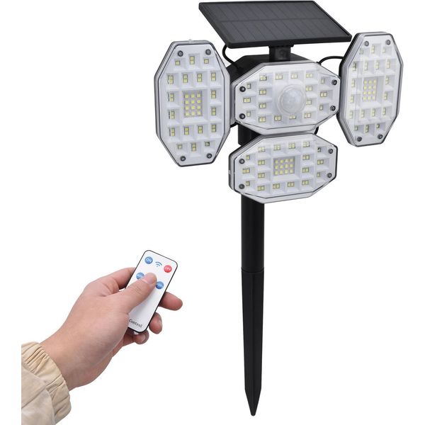 Lampada Da Parete Solare 164 Led IP65 Impermeabile 2000LM Ad Alta Luminosità Lampada Decorativa Ad Energia Solare Per Giardino E Cortile-image