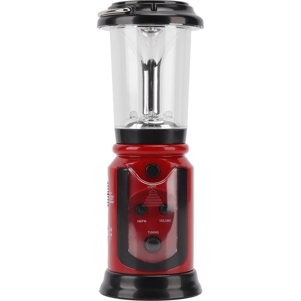 Lanterna Radio A Manovella Usb Ricaricabile Multi Functional Am Fm Emergency Radio Led Flashlight For Camping Hiking Red-image