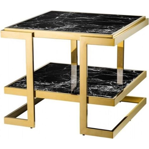 Casa Padrino Tavolino Di Design Art DéCo Oro Con Finto Marmo Nero - Luxury Collection-image