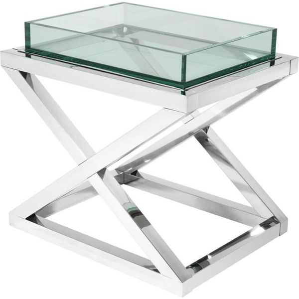Tavolino Di Design Casa Padrino Argento 61 X 48 X H. 58,5 Cm - Mobili Per Hotel-image