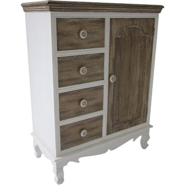 Casa Padrino Cassettiera In Stile Country Bianco/Marrone 66 X 32 X H. 86 Cm - Mobili In Stile Country-image