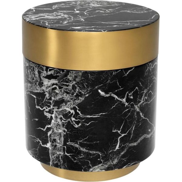 Tavolino Casa Padrino Nero/Ottone Ø 45 X H. 53 Cm - Qualità Eccellente-image