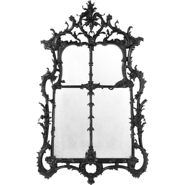 Casa Padrino Specchio Da Parete Per Soggiorno In Stile Barocco Nero 102 X H. 174 Cm - Edizione Limitata-image