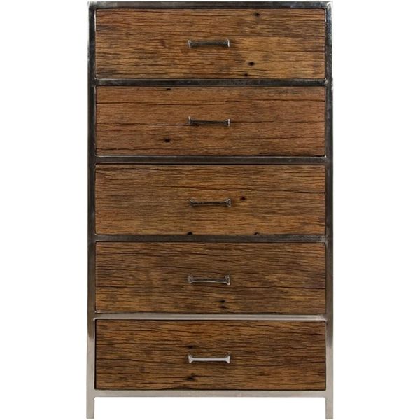 Casa Padrino Cassettiera Con 5 Cassetti Marrone / Argento 60 X 40 X H. 110 Cm - Mobili-image