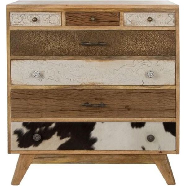 Casa Padrino Cassettiera In Stile Country Con 7 Cassetti Colori Naturali / Multicolore 70 X 30 X H. 80 Cm - Mobili In Stile Country-image