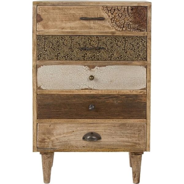 Casa Padrino Cassettiera In Stile Country Con 5 Cassetti Colori Naturali / Multicolore 48 X 27 X H. 80 Cm - Mobili In Stile Country-image