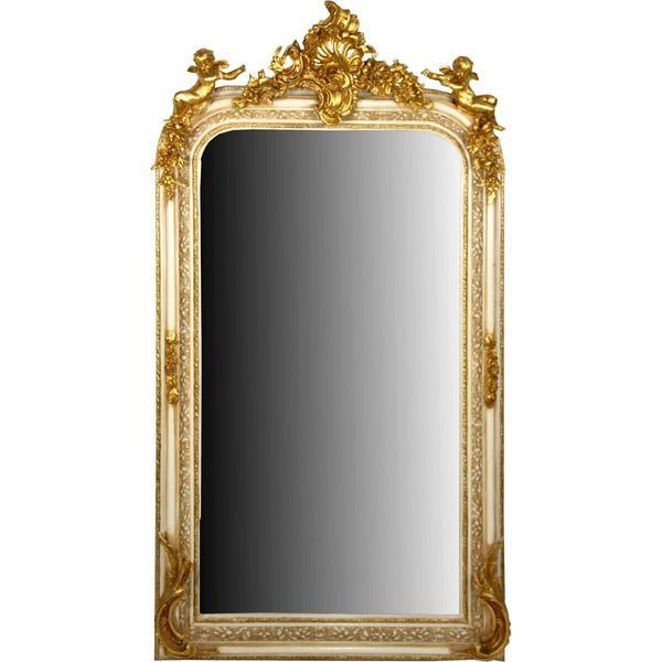 Casa Padrino Specchio Da Parete Barocco Stile Antico Crema/Oro 85 X H. 160 Cm - Magnifico Specchio Barocco Con Splendide Decorazioni-image