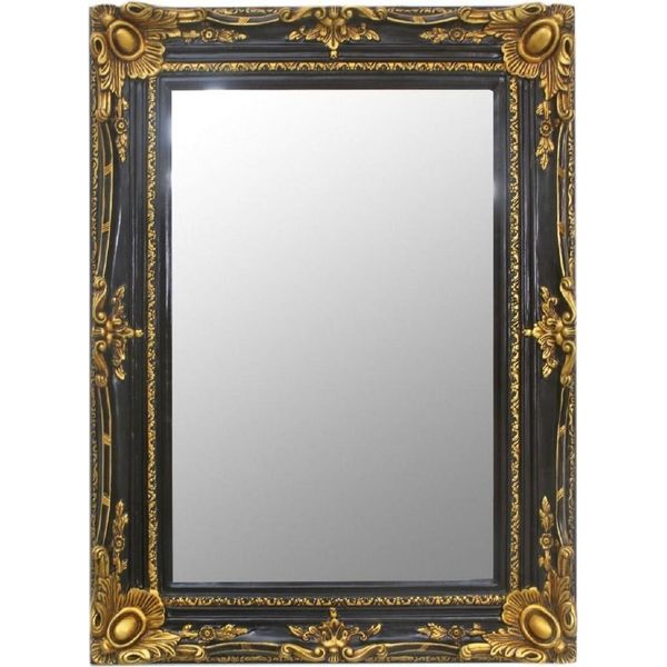 Casa Padrino Specchio Barocco Nero/Oro 90 X 10 X H. 120 Cm - Specchio Da Parete In Stile Barocco Fatto A Mano - Specchio Per Armadio - Specchio Per Soggiorno - Mobili Barocchi-image