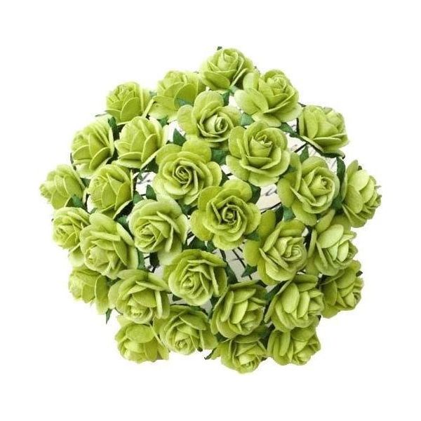 Rosen Aperto 10Mm 50Pcs Scrapbooking Fiori Di Carta Di Gelso, Verde-image