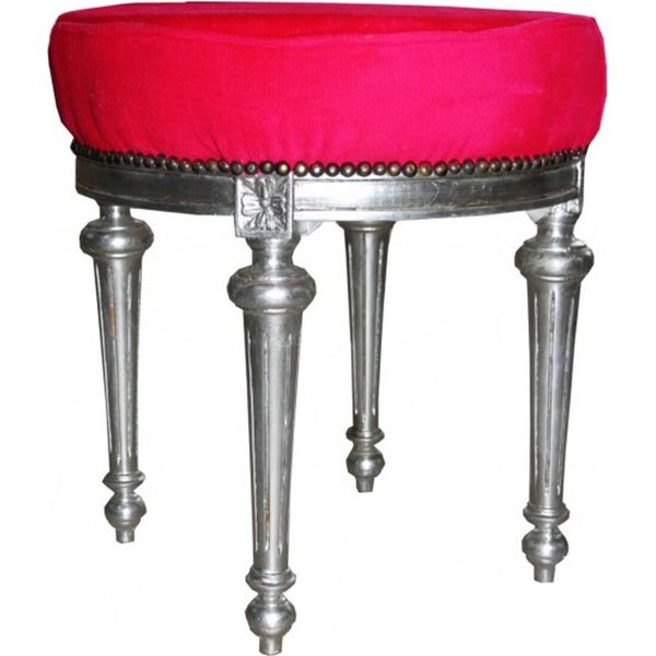 Casa Padrino Sgabello Barocco / Sgabello Rotondo Rosa / Argento-image