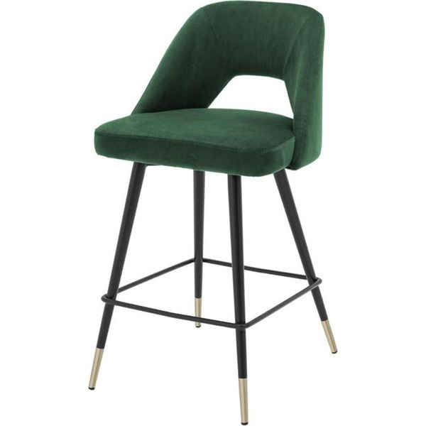 Casa Padrino Sgabello Verde/Nero 50 X 50 X H. 90 Cm - Sgabello Con Schienale-image