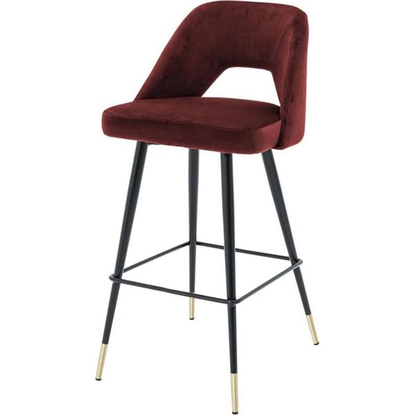Casa Padrino Sgabello Da Bar Rosso Bordeaux / Nero 50 X 50 X H. 100 Cm - Sgabello Da Bar Con Schienale-image