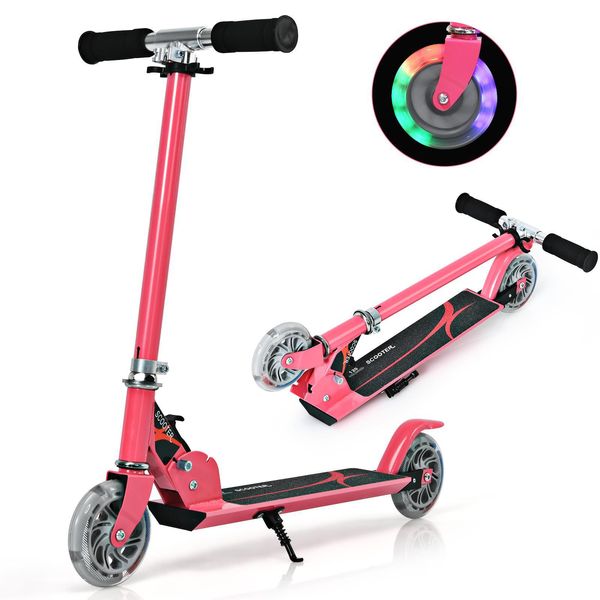 Monopattino Per Bambini Costway Con Ruote A Led, Monopattino Da Città Regolabile In Altezza, Monopattino Per Bambini Da 4+, Monopattino Per Bambini, Monopattino Per Bambini E Ragazze-image