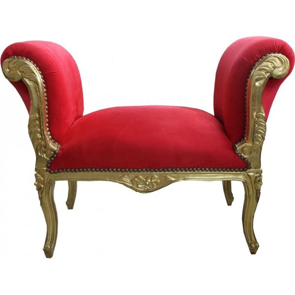 Casa Padrino Sgabello Barocco Sgabello Rosso / Oro - Panchina-image
