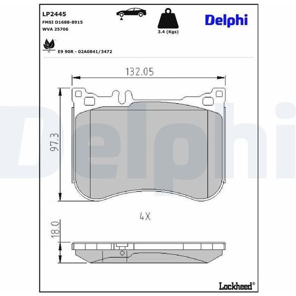 Set Di Pastiglie Freno Anteriori Delphi Adatte Per MERCEDES-BENZ Classe E Berlina (W213) LP2445-image