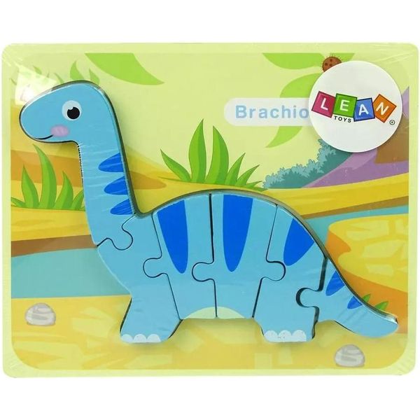 Puzzle Di Legno Dinosauro Brachiosaurus Blu-image