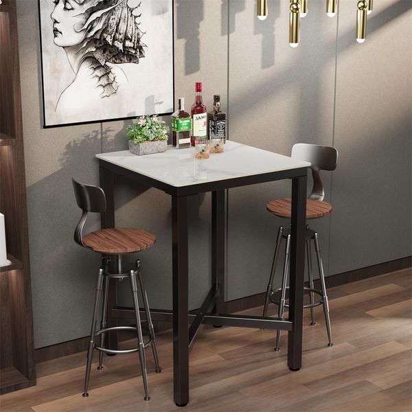 Wisfor Tavolo Da Bar Tavolo Da Cucina, Tavolo Da Pranzo In Marmo, Tavolo Da Bar Per Sala Da Pranzo, Cucina, Sala Feste, Con Struttura In Metallo, 70X70X105Cm-image