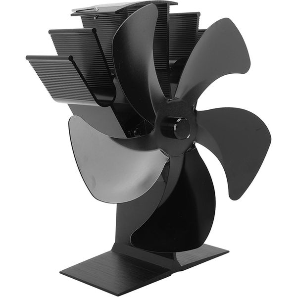 5 Lame Per Ventilatore Da Stufa Alimentato A Calore Ventilatori Termici Autogeneranti Per Caminetto A Legna Nero-image