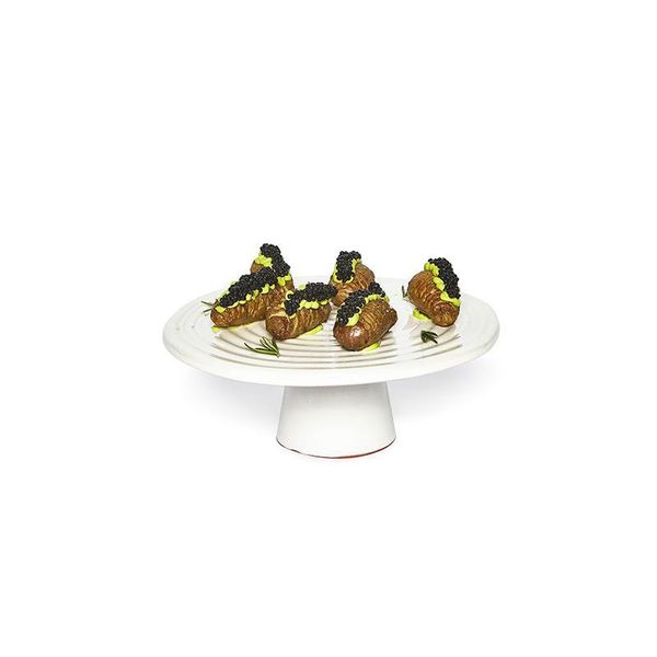 Dutchdeluxes - Realizzato A Mano - Lusso - Alzata Per Torta - Ceramica - Diametro 20 Cm - Bianco-image