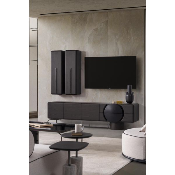 Credenza Credenza Con Specchio Gruppo Cassettiera Legno Nero Sala Da Pranzo-image