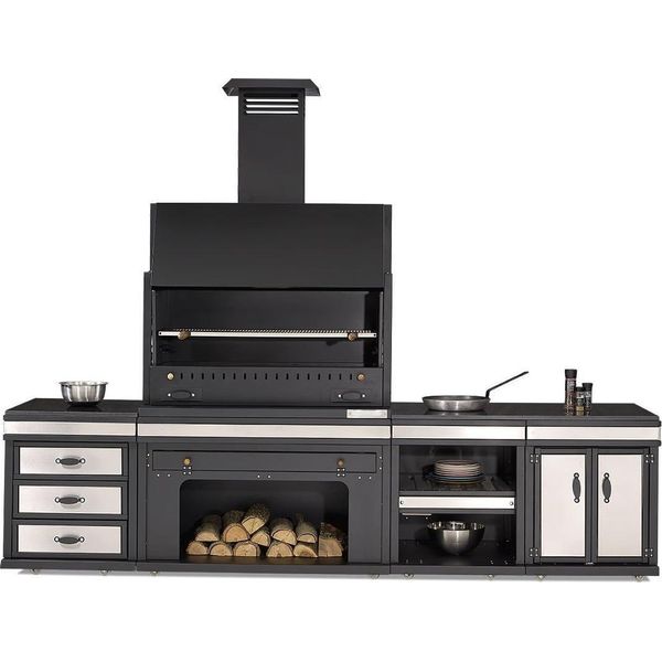 Cucina Da Esterno In Acciaio Inox Nero Per Giardino E Terrazza-image