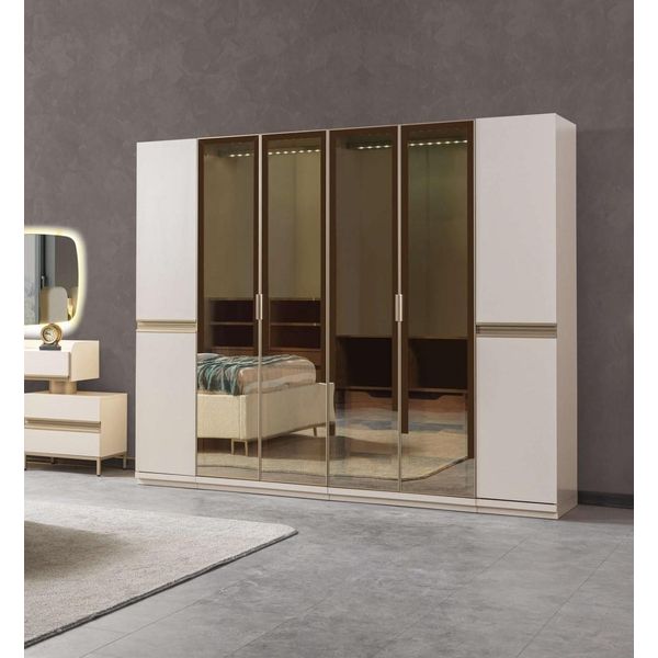 Armadio Ad Angolo Moderno In Vetro Colorato Camera Da Letto Grande Design-image