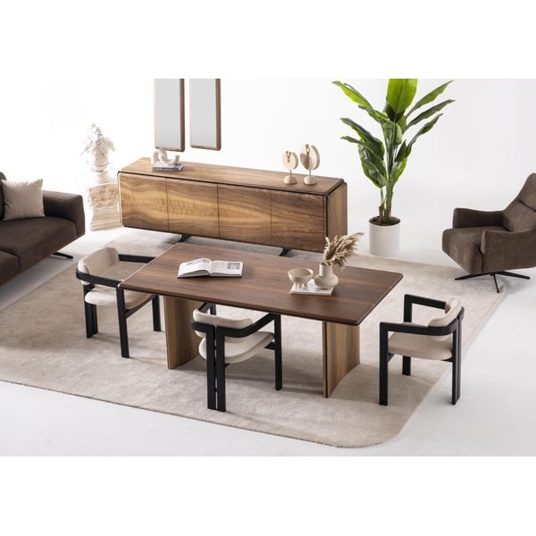 Set Sala Da Pranzo Tavolo Da Pranzo 4X Sedie Mobili Moderni Alta Qualità Marrone Lussuoso-image