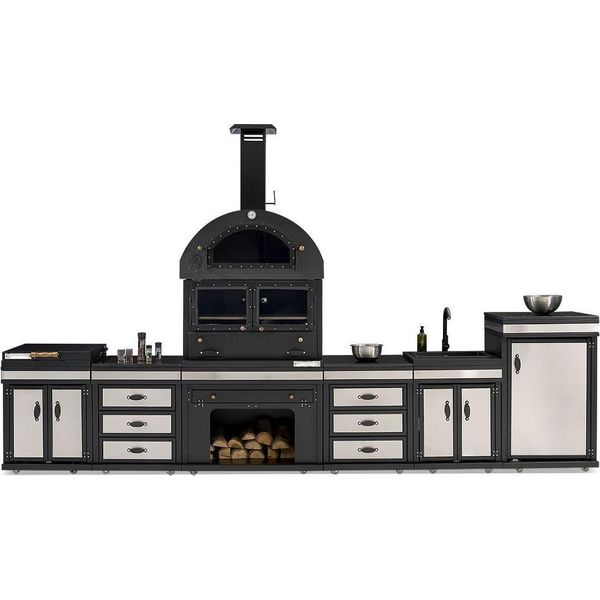 Cucina Da Esterno In Acciaio Inox Nero, Moderna Ed Elegante-image