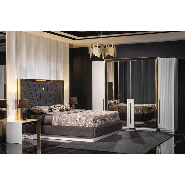 Design Arredamento Completo Camera Da Letto Moderna Letto 2X Comodini Armadio-image