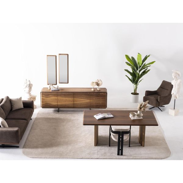 Credenza Credenza Con Specchio Gruppo Cassettiera Legno Marrone Sala Da Pranzo Alta Qualità-image