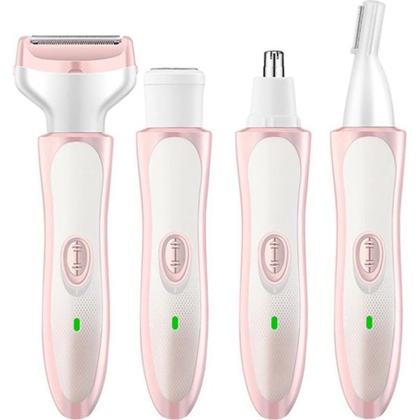 Inf Rasoio Elettrico Donna 4-In-1: Ricaricabile Per Depilazione, Sopracciglia E Naso Rosa-image