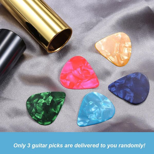 4Pcs 60 Mm Alta Acciaio Inox / Vetro Chitarra Scivola Barre + 3 Chitarra Plettri Dito Scivola Per Chitarra Basso Banjo Ukulele Strumenti A Corda Accessori-image