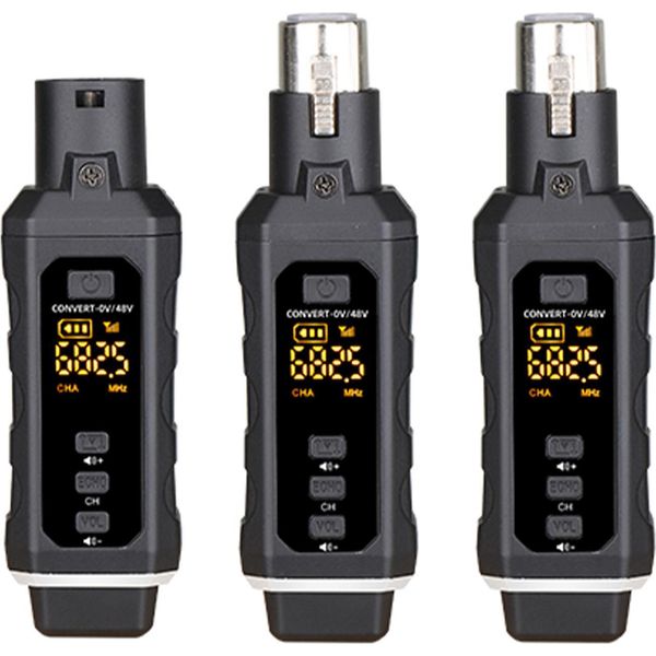 Set Microfono Wireless Xlr – 1 Trasmettitore E 2 Ricevitori, Ricaricabile, Per Microfoni Dinamici E A Condensatore, Chitarre, Bassi E Mixer-image