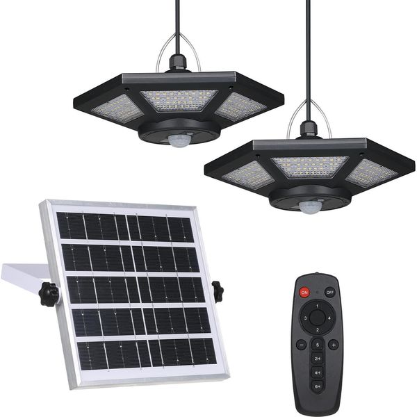 360Leds Garage Light Solar Powered Pendants Lamp Motion Sensor Light Outdoor Impermeabile Luci A Sospensione Con Telecomando-image