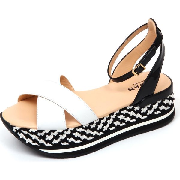 D0278 Sandalo Donna Hogan Fasce Incrociate Nero/Bianco Sandal Shoe Woman-image