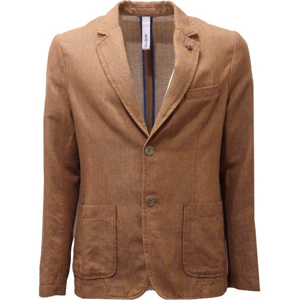 1848AG Giacca Uomo Distretto 12 Light Brown/Blue Linen/Cotone Jacket Man-image