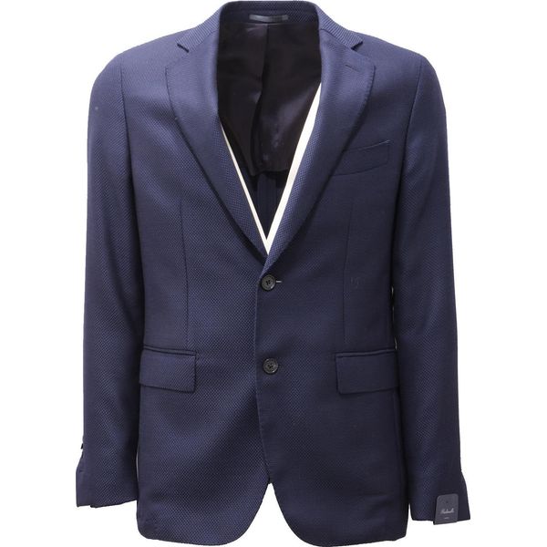 1750AG Giacca Uomo Bastianello Blue Wool Textured Jacket Man-image