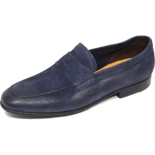 G4526 Mocassino Uomo Green George Blue Suede Loafer Shoe Man-image