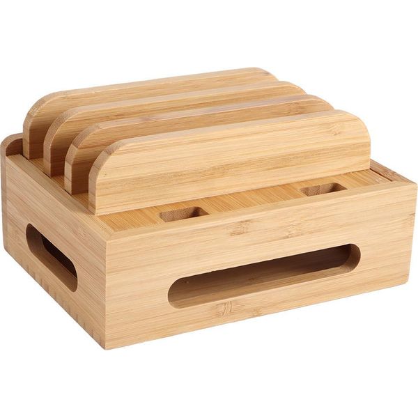 Home Office Tavolo Bamboo Mobile Phone Storage Rack Stand Charging Rack Storage Organizer-image