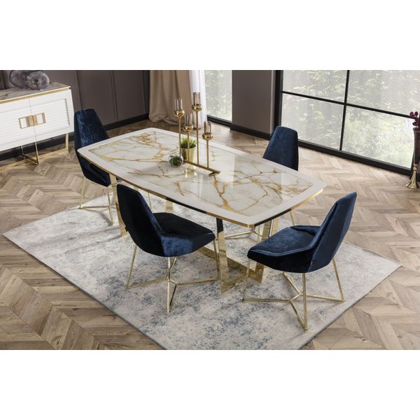 Tavolo Da Pranzo Tavoli Da Pranzo In Metallo Tavoli Di Design Oro Mobili Da Sala Da Pranzo-image