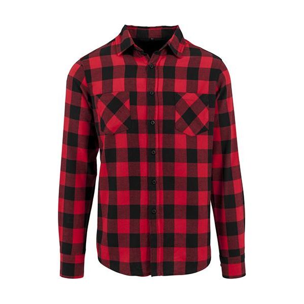 Build Your Brand BY031 | Camicia Di Flanella A Quadri - Camicia Da Boscaiolo - Colore: Nero/Rosso - Taglia: S-image
