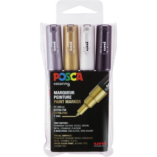 Marcatore A Pigmento Uni-Ball Posca PC-1MC, Confezione Da 4 Pz-image