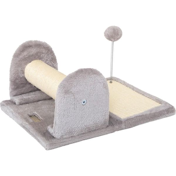 Tiragraffi Lionto Per Gatti E Gattini, Compatto, Stabile E Versatile Con Palla Da Gioco, Asta In Sisal E Superficie Da Graffiare, Grigio Chiaro-image