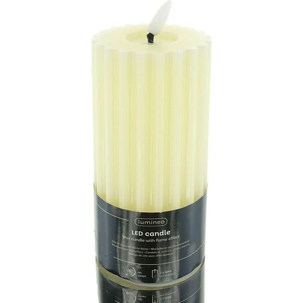 Lumineo Led Candela Di Cera Crema Bianco Crema Ø 7 Cm Altezza 17,3 Cm Bianco Caldo Interno-image