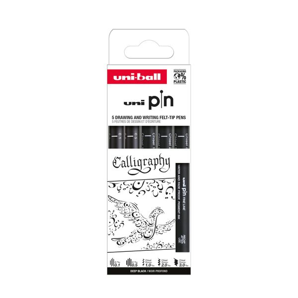 Uni-Ball PIN/5 Pf ASP015 Uni-Ball Pin Pf "Calligraphy"" Fineliner, Set Da 5"-image