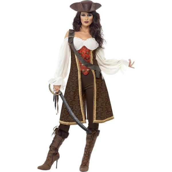 Smiffys - Costume "High Seas"" - Donna SM2889 (M) (Marrone/Bianco/Rosso)"-image